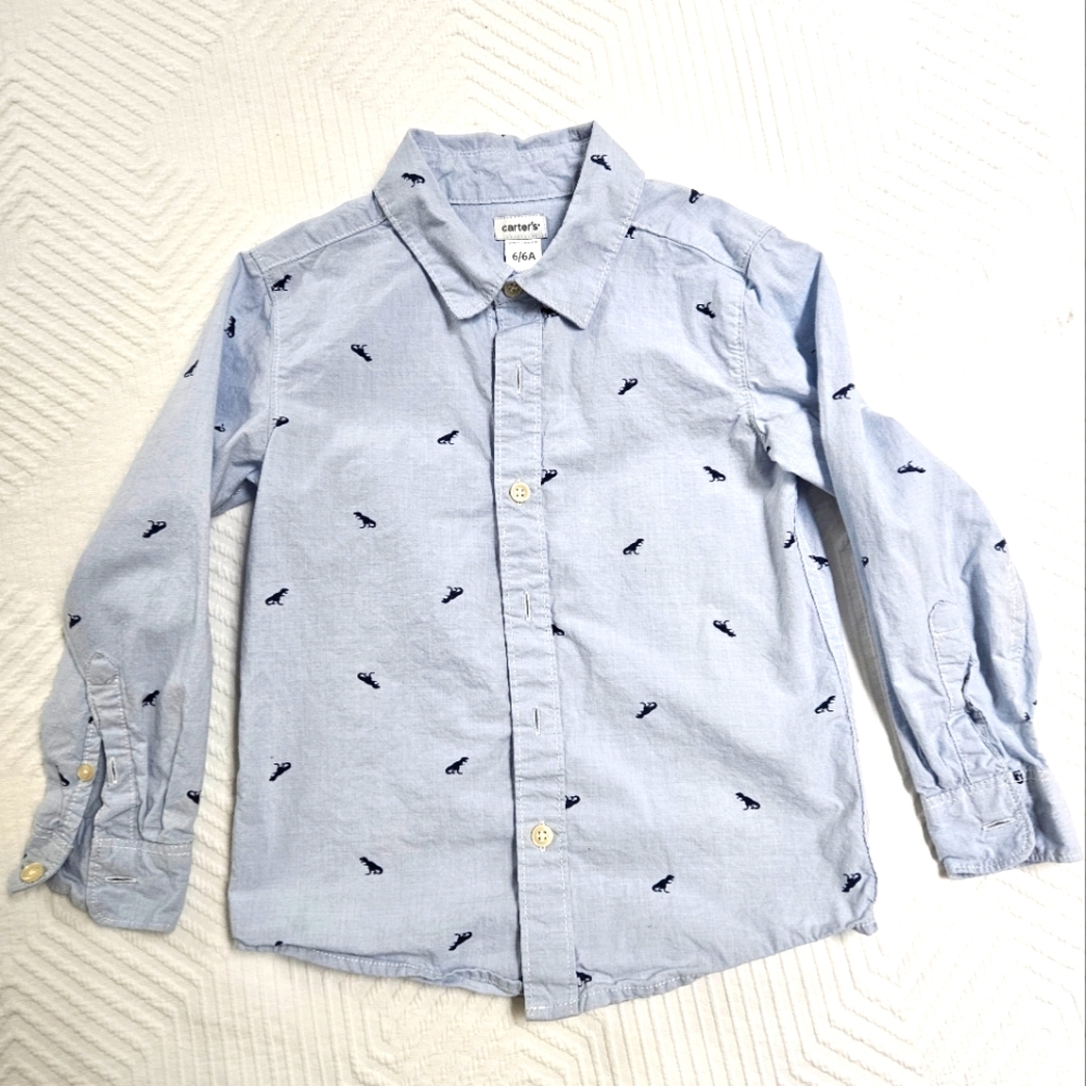 Carter's Blue Dinosaurs Shirt for Kids size 6/6A